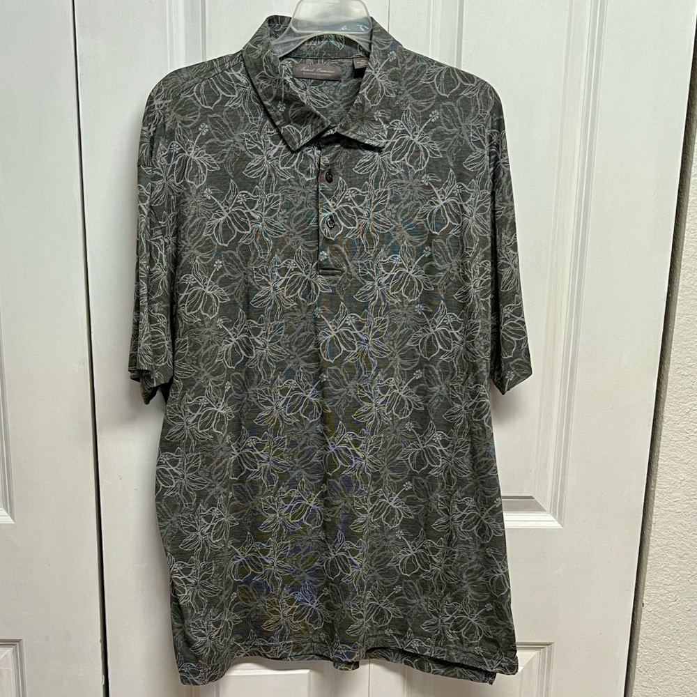 Daniel Cremieux Green Grey Floral-Print Polo Size XL